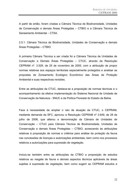 RelatÃ³rio 2006. - SEMA - Secretaria do Meio Ambiente
