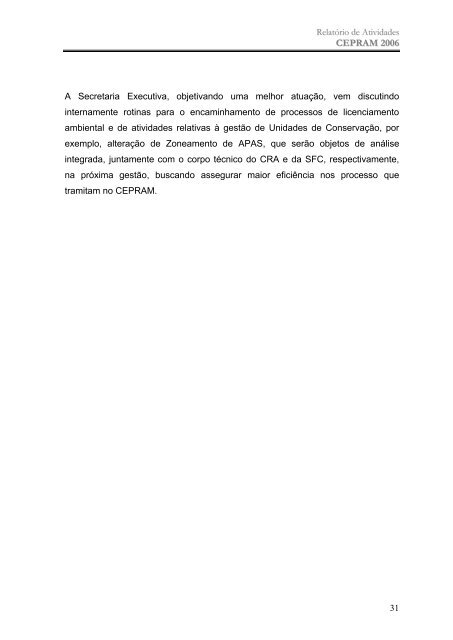 RelatÃ³rio 2006. - SEMA - Secretaria do Meio Ambiente