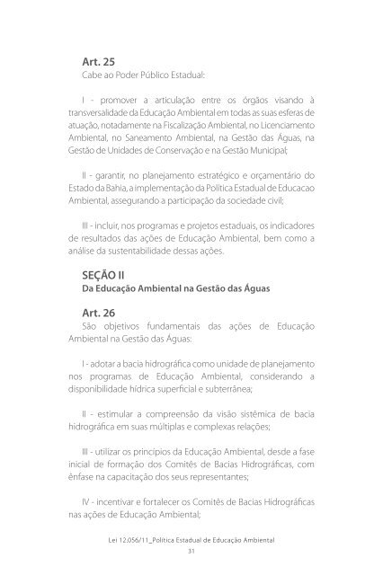 PolÃ­tica Estadual de EducaÃ§Ã£o Ambiental do Estado da Bahia