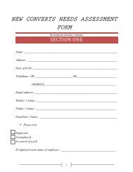 new converts needs assessment form - Good News Gospel Explosion