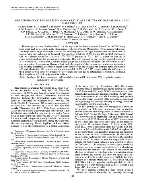 Measurement of the Multi-TeV Gamma-Ray Flare Spectra of ...