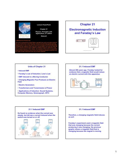 Chapter 21 Electromagnetic Induction and Faraday's Law