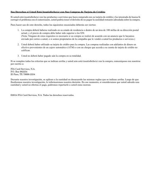 Ejemplo de Acuerdo de Tarjeta de CrÃ©dito para cuentas Visa ...