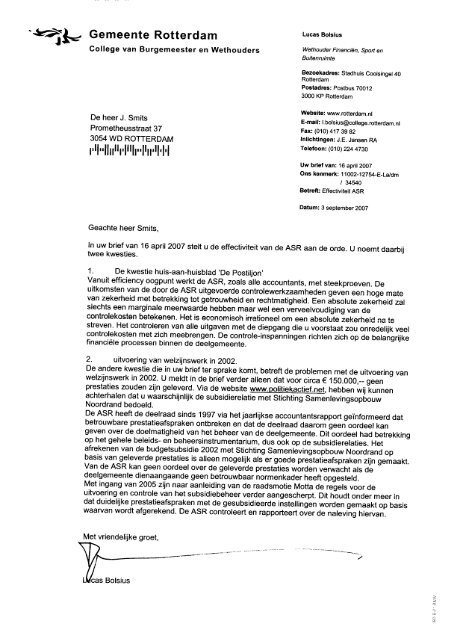 Brief van de wethouder met mijn antwoord  PolitiekActief.Net