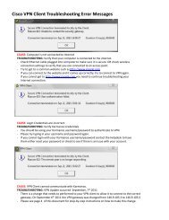 Cisco VPN Client Troubleshooting Error Messages