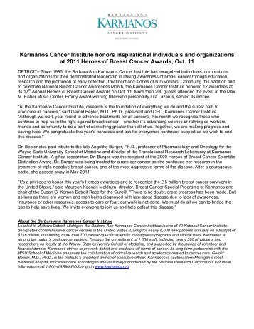 Karmanos Cancer Institute honors inspirational individuals and ...