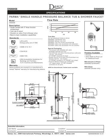 d500058 d500058 parmaâ¢ single handle pressure balance tub ...