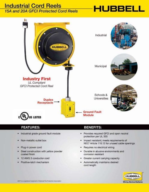 GFCI Protected Cord Reels - Hubbell Wiring Device-Kellems