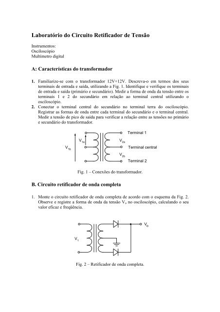 LaboratÃ³rio do Circuito Retificador de TensÃ£o - DEMAR