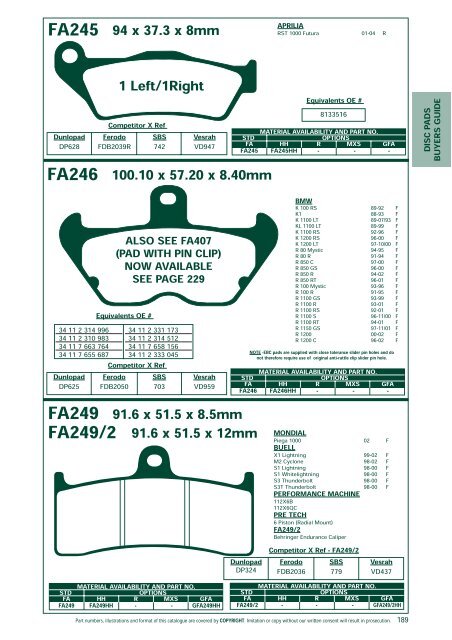 H307 MOTORCYCLE BRAKE SHOES CD175 ALL MODELS YEARS VARY WOLF 125 062
