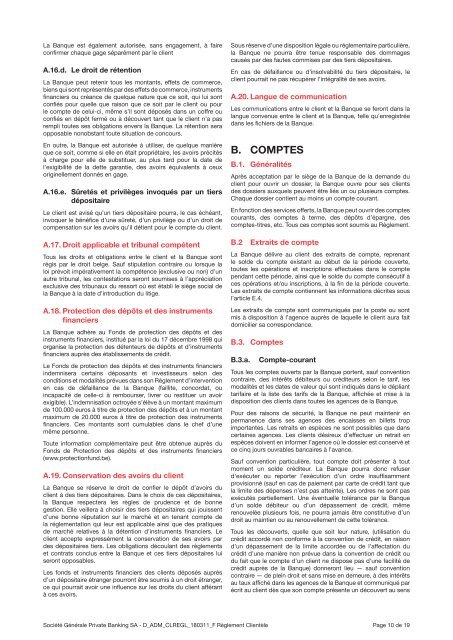 Règlement Clientèle - Societe Generale Private Banking Belgium