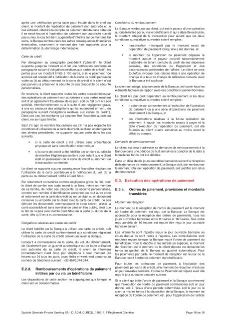 Règlement Clientèle - Societe Generale Private Banking Belgium