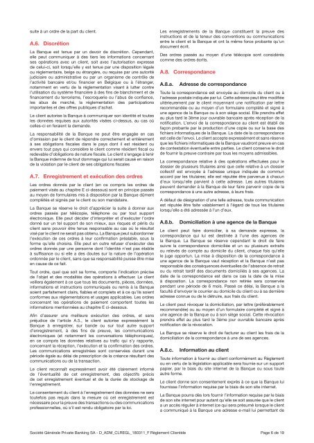 Règlement Clientèle - Societe Generale Private Banking Belgium