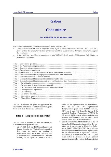 Gabon - Code minier.pdf - Droit-Afrique.com