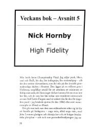 Veckans bok 5 - High Fidelity