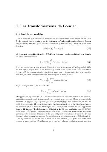 1 Les transformations de Fourier.