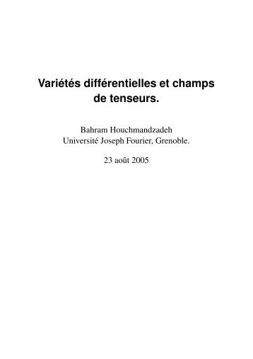 Variétés différentielles et champs de tenseurs. - Cours ...