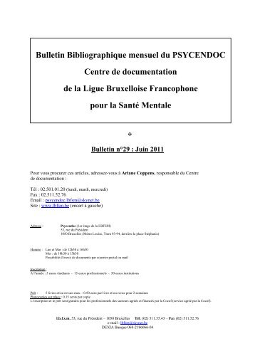 Bulletin bibliographique nÂ°29 - Juin 2011 - Ligue Bruxelloise ...