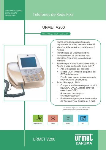 URMET V200 URMET V200 Telefones de Rede Fixa - Daruma