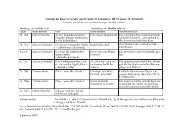 VortrÃ¤ge fÃ¼r Bauern, GÃ¤rtner und Freunde im Sonnenhof, Obere ...