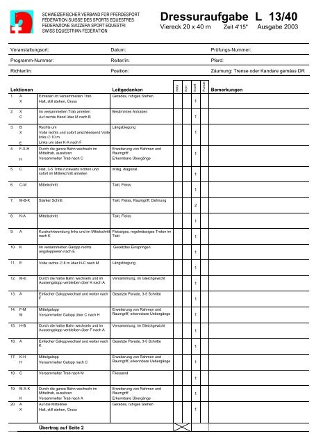 Dressuraufgabe L 13/40 - OKV