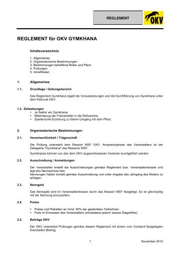 REGLEMENT für OKV GYMKHANA