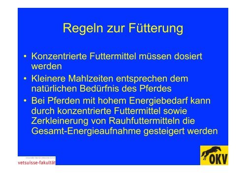 Kursunterlagen Fütterung von Prof.Dr.med.vet. Michael Hässig - OKV