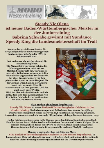 Steady Nic Olena ist neuer Baden-Württembergischer Meister in der ...