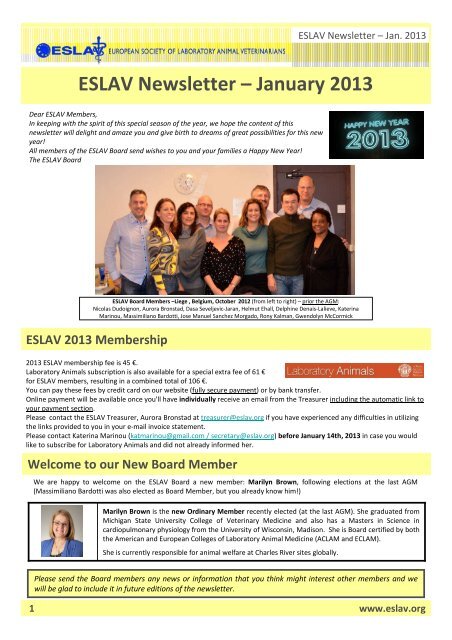 ESLAV Newsletter Jan 2013 - SAVIR