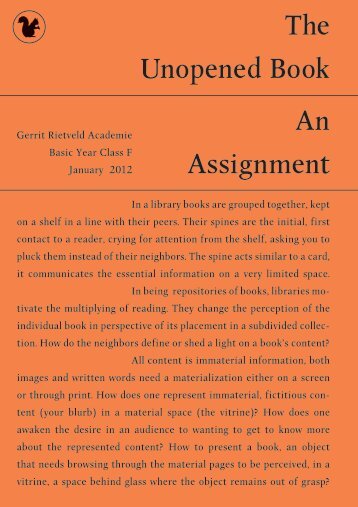 The Unopened Book An Assignment - Designblog - Gerrit Rietveld ...