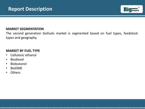 Global Second Generation Biofuels Market Growth, Application, 2020