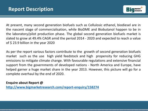 Global Second Generation Biofuels Market Growth, Application, 2020