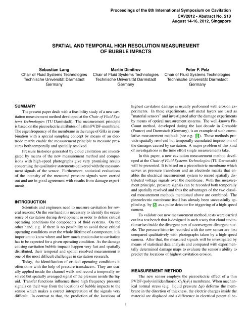 spatial and temporal high resolution measurement of bubble impacts