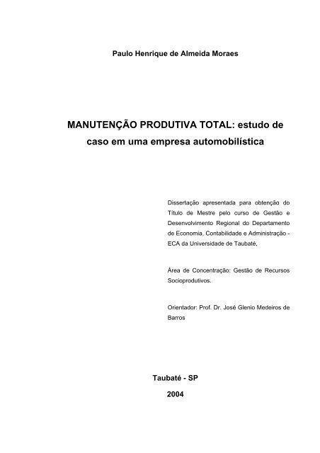 MANUTENÇÃO PRODUTIVA TOTAL: estudo de caso ... - Ppga.com.br