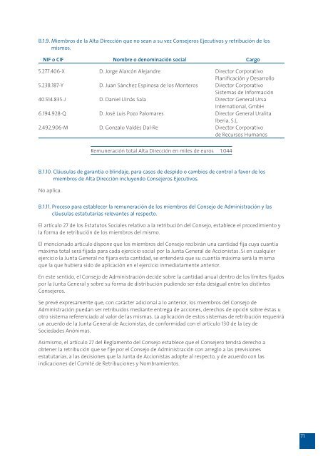 Uralita, SA Informe Anual de Gobierno Corporativo 2005