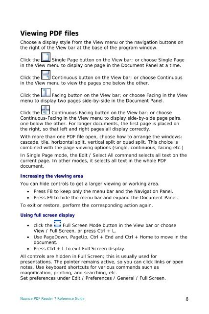 PDF Reader 7 Quick Reference Guide - Nuance