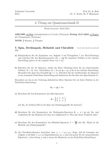 3.Â¨Ubung zur Quantenmechanik II - Technische UniversitÃ¤t Wien