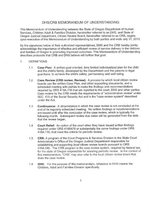 DHS/ORB MEMORANDUM OF UNDERSTANDING - DHS home