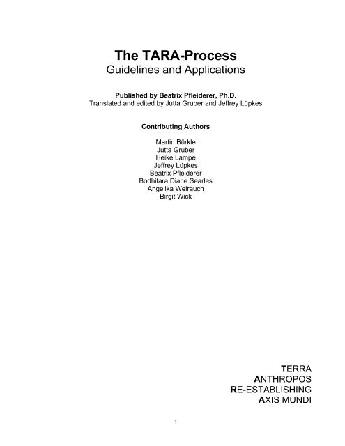 Table of Contents and Foreword - Tara-Process