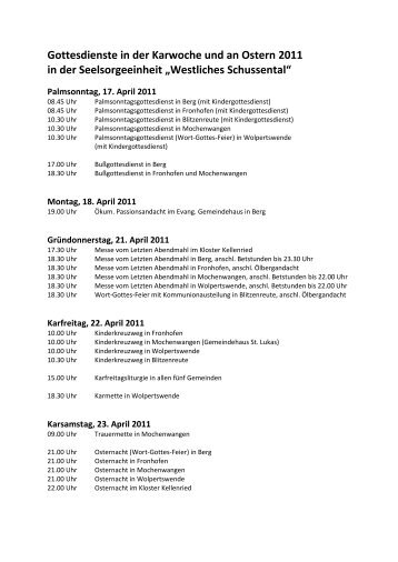 Gottesdienste in der Karwoche und an Ostern 2011 in der ...