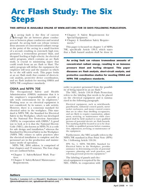 Arc Flash Study: The Six Steps - Matrix Technologies, Inc.