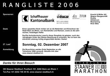 Gesamtrangliste 2006 - Staaner Stadtlauf