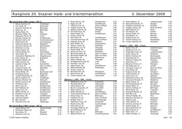 Gesamtrangliste 2000 - Staaner Stadtlauf