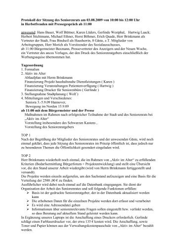 Protokoll der Sitzung des Seniorenrats am 03 - seniorenrat-burgdorf