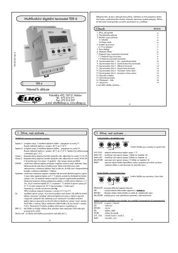 MultifunkÄnÃ­ digitÃ¡lnÃ­ termostat TER-6 NÃ¡vod k obluze - ELKO EP, sro