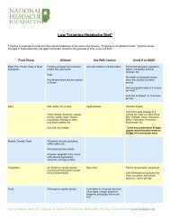 Low Tyramine Headache Diet