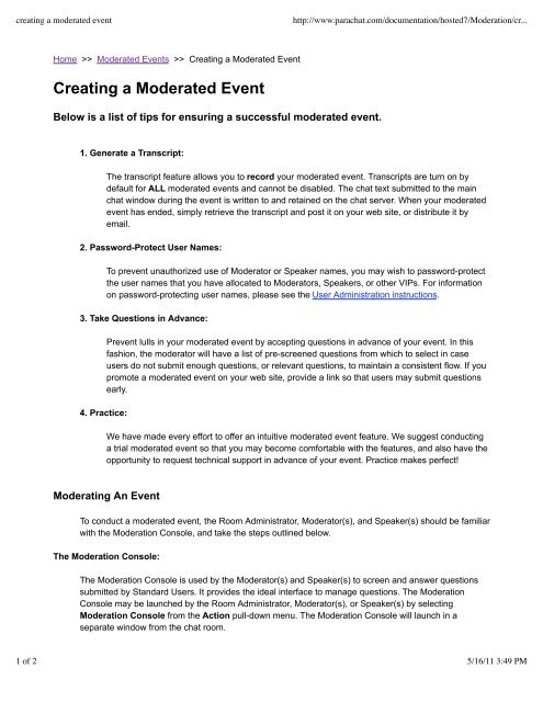 Creating a Moderated Event