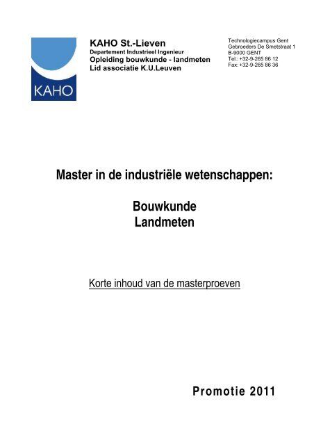 Master in de industriÃ«le wetenschappen: Bouwkunde Landmeten