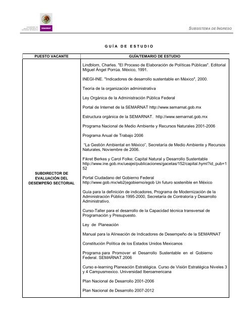 subdirector de evaluación del desempeño sectorial - E-learning ...