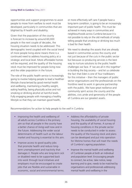 Living Well in Cumbria - North West Public Health Observatory